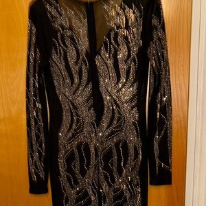 Black and Silver Sequin Dress